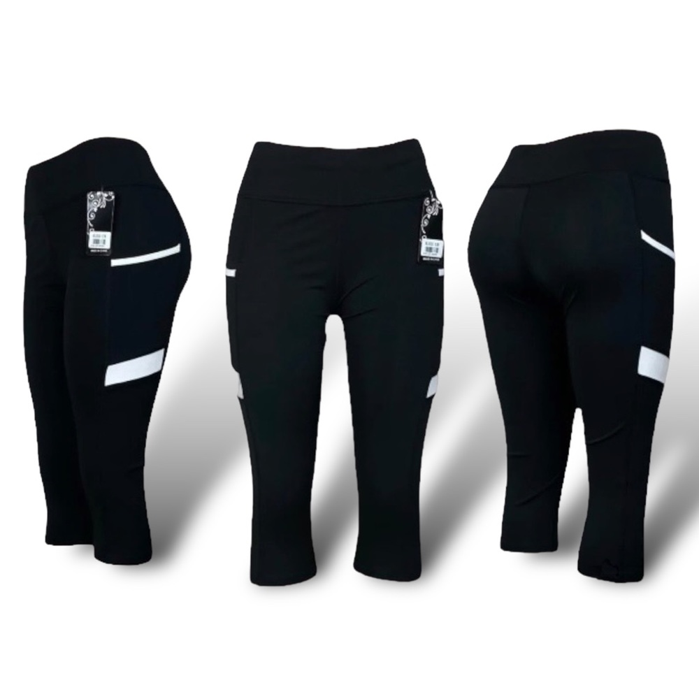 Women's Capri Pants Yoga Gym Casual Running Jogging Capri Leggings with Pockets
